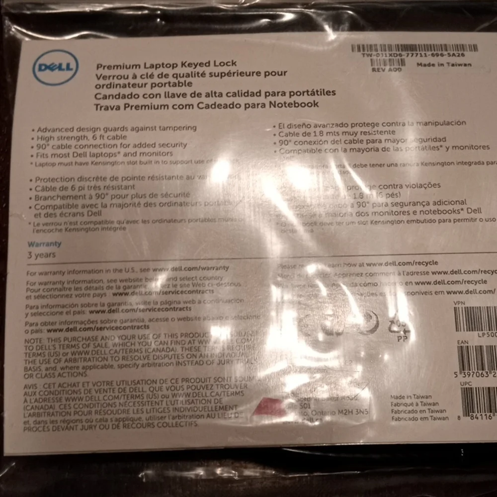 Dell premium laptop keyed lock